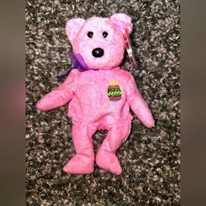 TY Beanie Baby Teddy Bear Plush Bear Eggs the Pink Easter Bear 2000 Retired